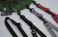 Bullyzei Leine XXL gummiert 4-fach verstellbar 4m x 25mm, schwarzer Karabiner