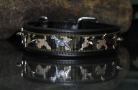 Lederhalsband schwarz / Tarn Bullterrier 50cm x 4cm