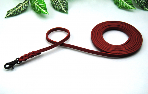 Petite Fettleder Leine geflochten 8mm x 3m ohne Schlaufe Rot