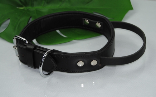 Bullyzei Lederhalsband mit Griff 60cm Hetzhalsband