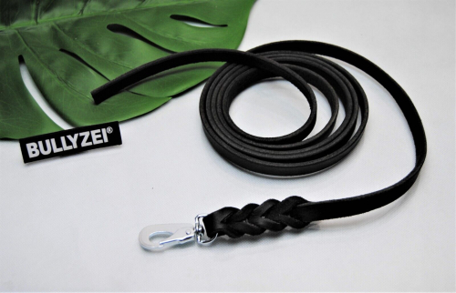 Lederleine Spezial geflochten 13mm x 1,5m mit Schlaufe schwarz