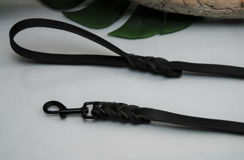Lederleine geflochten 16mm x 1m mit Schlaufe schwarz